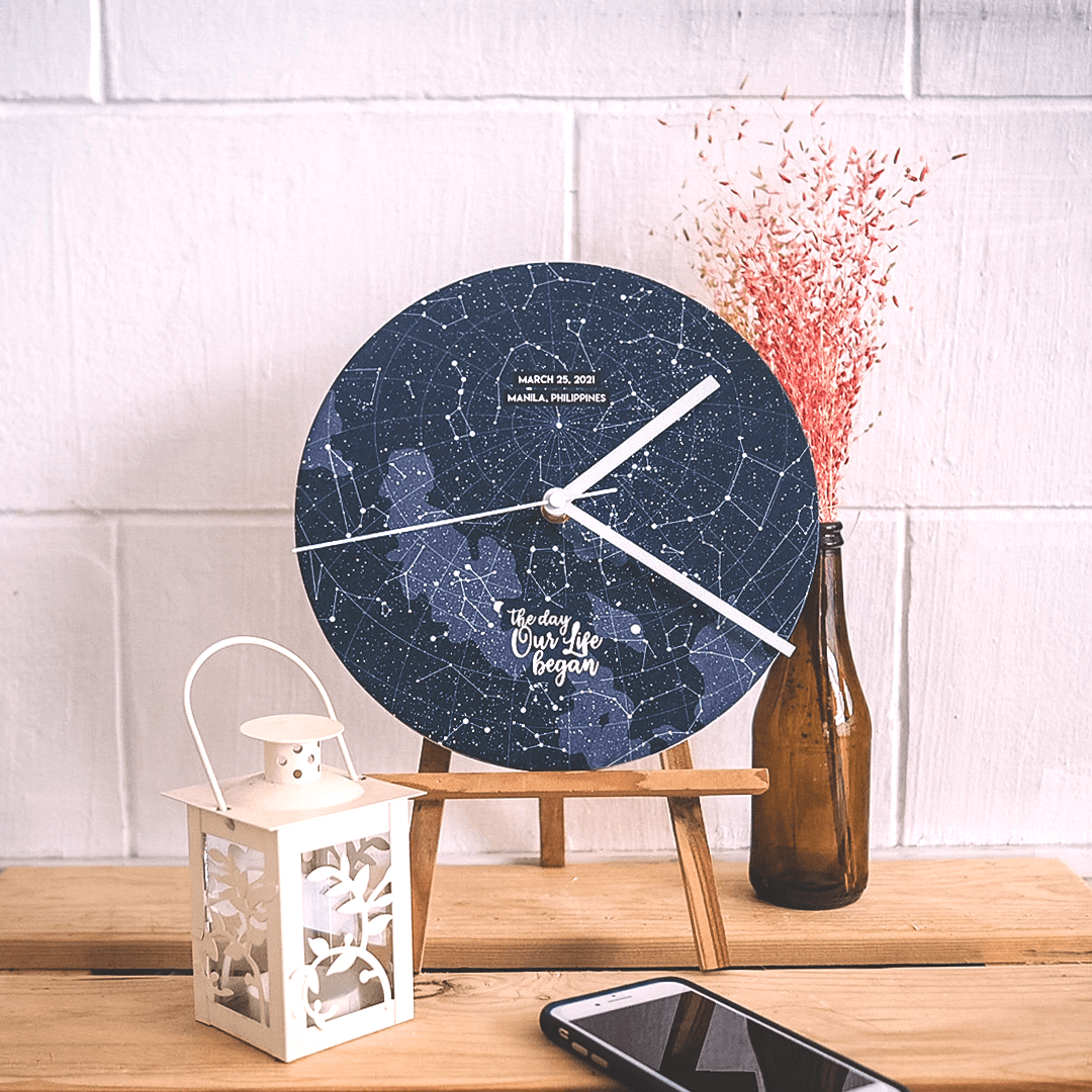 Personalized Night Sky Star Map Wooden Clock